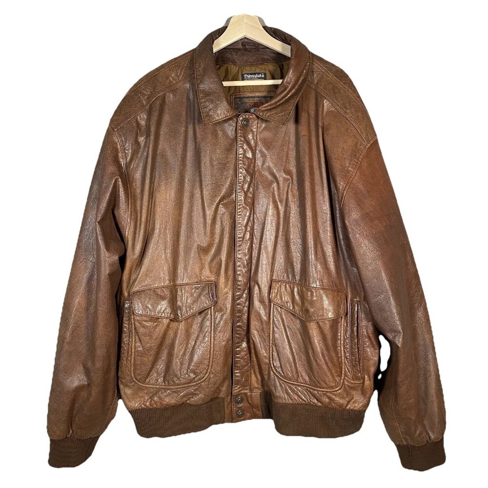 Vintage Adventure Bound Wilsons Thinsulate Lined Leather Flight Jacket Men XXLT